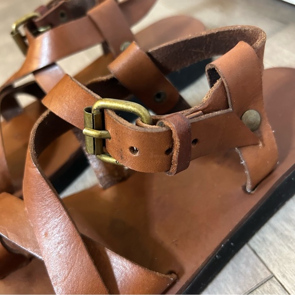 REAL LEATHER BROWN STRAPPY SANDAL WITH ADJUSTABLE STRAP SIZE 6 FROM COSTA RICA - Picture 4 of 14